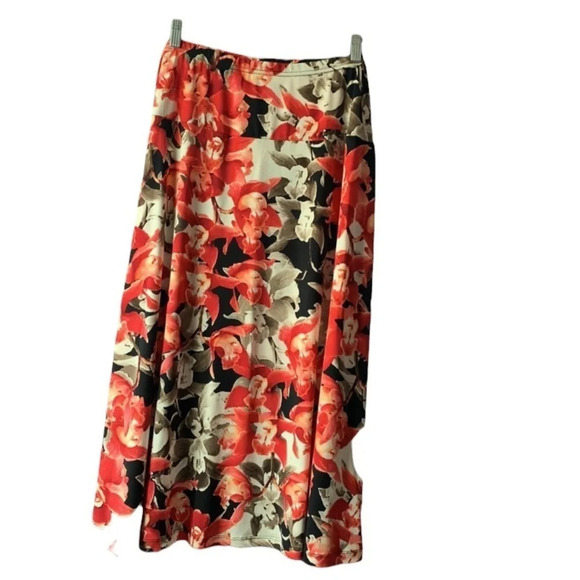 JM Collection women's size large floral maxi, orange, black and cream, n… - Picture 1 of 6